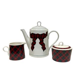 Sasaki Japan Tartan by Charles Roberts Tea/Coffee Pot, Sugar and Creamer Set